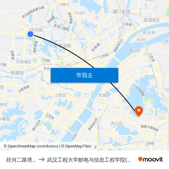 径河二路塔西路 to 武汉工程大学邮电与信息工程学院(邮科院校区) map