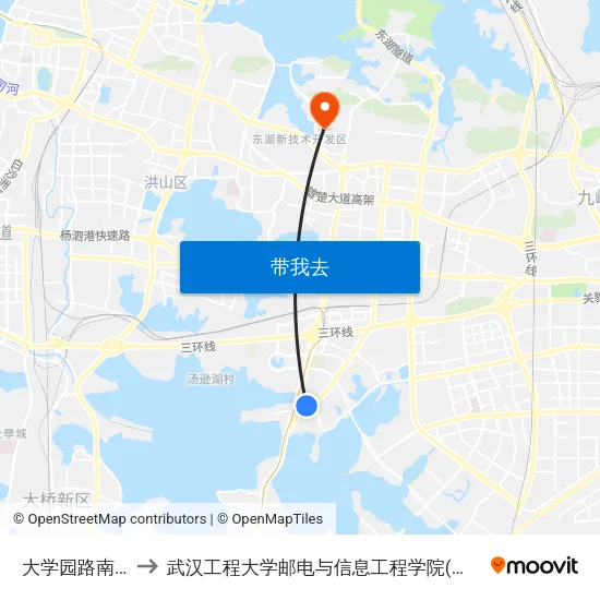 大学园路南泥湾 to 武汉工程大学邮电与信息工程学院(邮科院校区) map