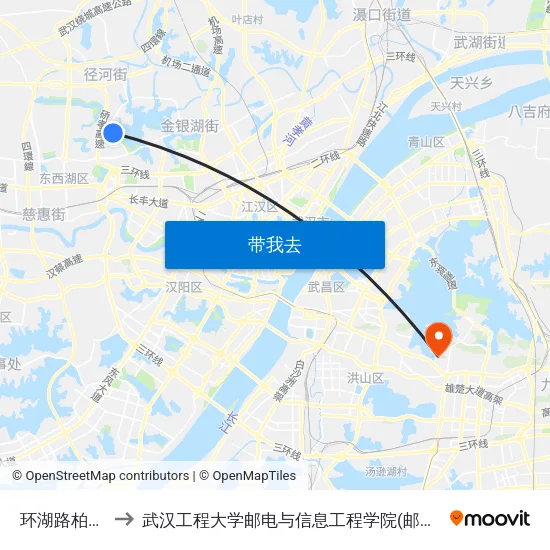 环湖路柏景湾 to 武汉工程大学邮电与信息工程学院(邮科院校区) map