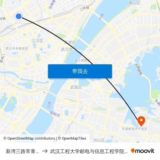 新湾三路常青五路口 to 武汉工程大学邮电与信息工程学院(邮科院校区) map