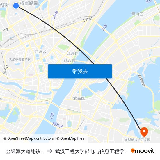 金银潭大道地铁金银潭站 to 武汉工程大学邮电与信息工程学院(邮科院校区) map