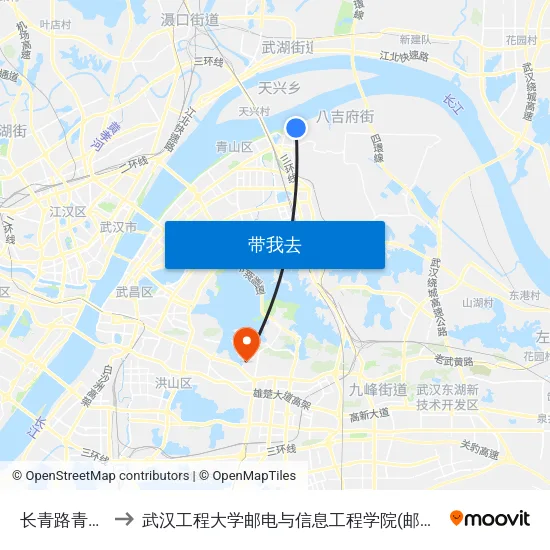 长青路青山镇 to 武汉工程大学邮电与信息工程学院(邮科院校区) map