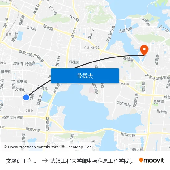 文馨街丁字桥南路 to 武汉工程大学邮电与信息工程学院(邮科院校区) map