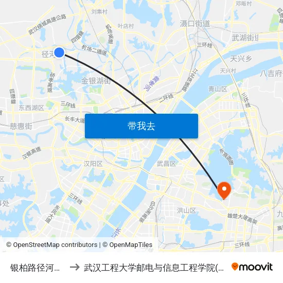 银柏路径河板桥村 to 武汉工程大学邮电与信息工程学院(邮科院校区) map