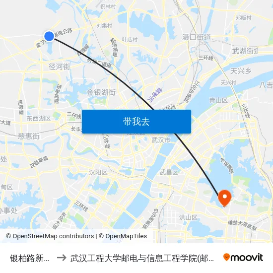 银柏路新建村 to 武汉工程大学邮电与信息工程学院(邮科院校区) map
