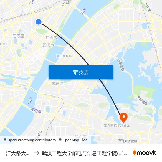 江大路大江园 to 武汉工程大学邮电与信息工程学院(邮科院校区) map