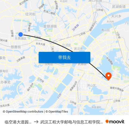 临空港大道园艺小区 to 武汉工程大学邮电与信息工程学院(邮科院校区) map