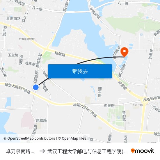 卓刀泉南路陈家湾 to 武汉工程大学邮电与信息工程学院(邮科院校区) map