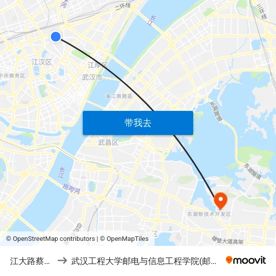 江大路蔡家田 to 武汉工程大学邮电与信息工程学院(邮科院校区) map