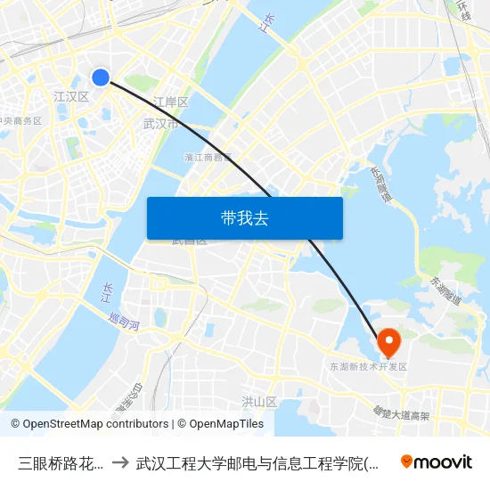 三眼桥路花桥街 to 武汉工程大学邮电与信息工程学院(邮科院校区) map