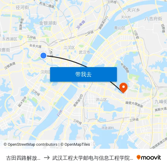 古田四路解放大道口 to 武汉工程大学邮电与信息工程学院(邮科院校区) map
