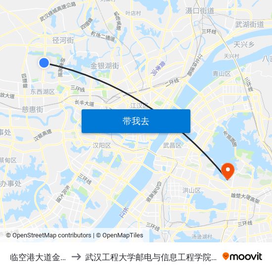 临空港大道金北二路 to 武汉工程大学邮电与信息工程学院(邮科院校区) map