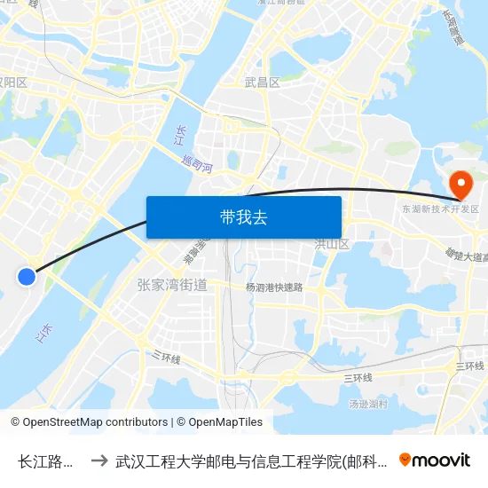 长江路老关 to 武汉工程大学邮电与信息工程学院(邮科院校区) map