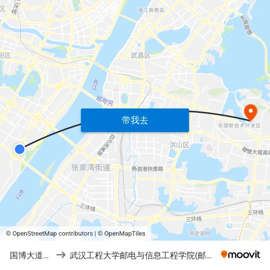 国博大道沟咀 to 武汉工程大学邮电与信息工程学院(邮科院校区) map