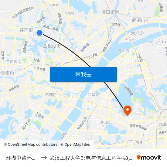 环湖中路环湖六路 to 武汉工程大学邮电与信息工程学院(邮科院校区) map