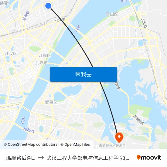 温馨路后湖南路 to 武汉工程大学邮电与信息工程学院(邮科院校区) map