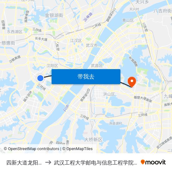 四新大道龙阳大道口 to 武汉工程大学邮电与信息工程学院(邮科院校区) map