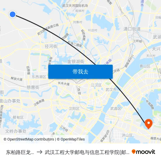 东柏路巨龙小区 to 武汉工程大学邮电与信息工程学院(邮科院校区) map