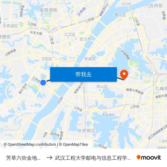芳草六街金地澜菲溪岸 to 武汉工程大学邮电与信息工程学院(邮科院校区) map