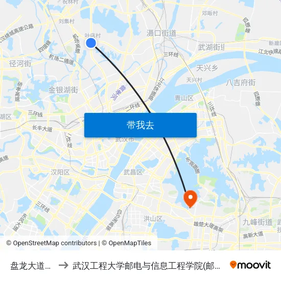 盘龙大道叶店 to 武汉工程大学邮电与信息工程学院(邮科院校区) map