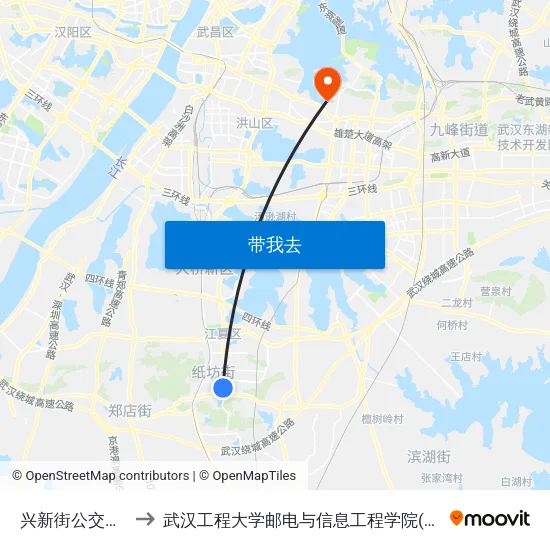 兴新街公交停车场 to 武汉工程大学邮电与信息工程学院(邮科院校区) map