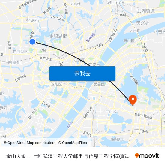 金山大道新桥 to 武汉工程大学邮电与信息工程学院(邮科院校区) map