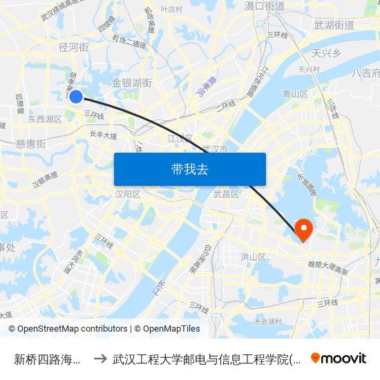 新桥四路海口三路 to 武汉工程大学邮电与信息工程学院(邮科院校区) map