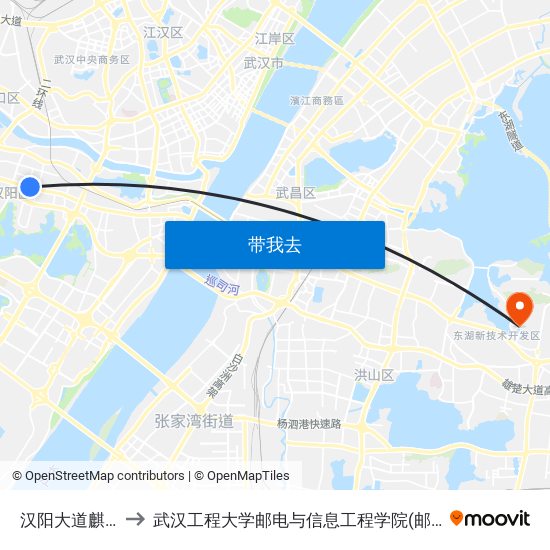 汉阳大道麒麟路 to 武汉工程大学邮电与信息工程学院(邮科院校区) map