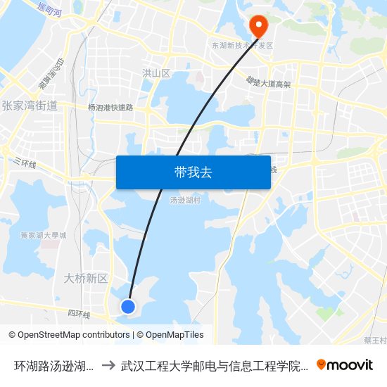 环湖路汤逊湖壹号南 to 武汉工程大学邮电与信息工程学院(邮科院校区) map