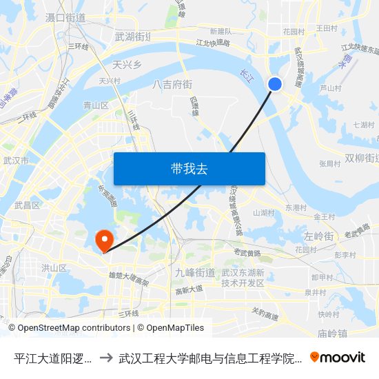 平江大道阳逻客运站 to 武汉工程大学邮电与信息工程学院(邮科院校区) map