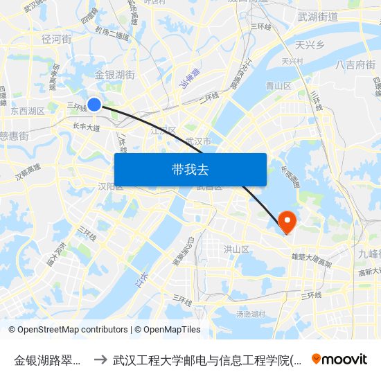 金银湖路翠堤春晓 to 武汉工程大学邮电与信息工程学院(邮科院校区) map