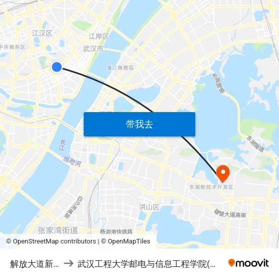 解放大道新华路 to 武汉工程大学邮电与信息工程学院(邮科院校区) map