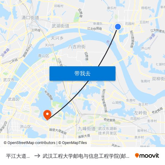 平江大道童院 to 武汉工程大学邮电与信息工程学院(邮科院校区) map