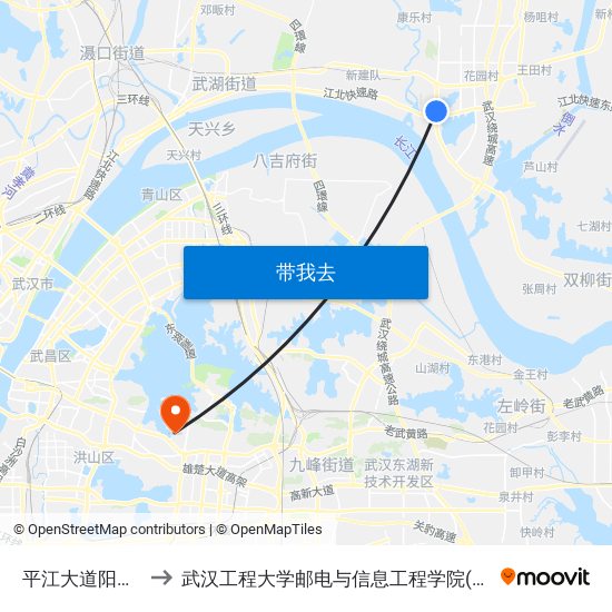 平江大道阳逻电厂 to 武汉工程大学邮电与信息工程学院(邮科院校区) map