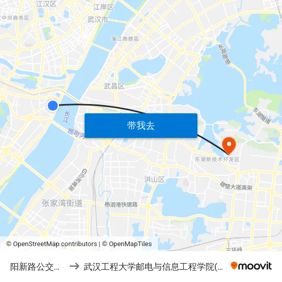 阳新路公交停车场 to 武汉工程大学邮电与信息工程学院(邮科院校区) map