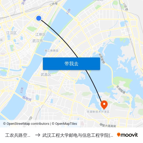工农兵路空军医院 to 武汉工程大学邮电与信息工程学院(邮科院校区) map