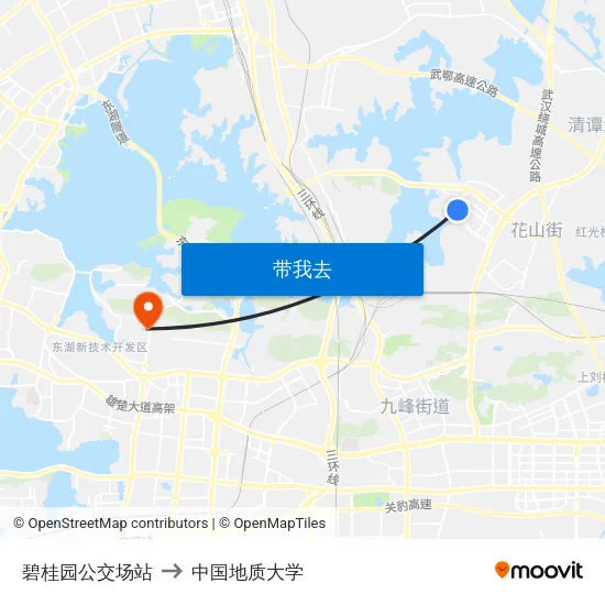 碧桂园公交场站 to 中国地质大学 map