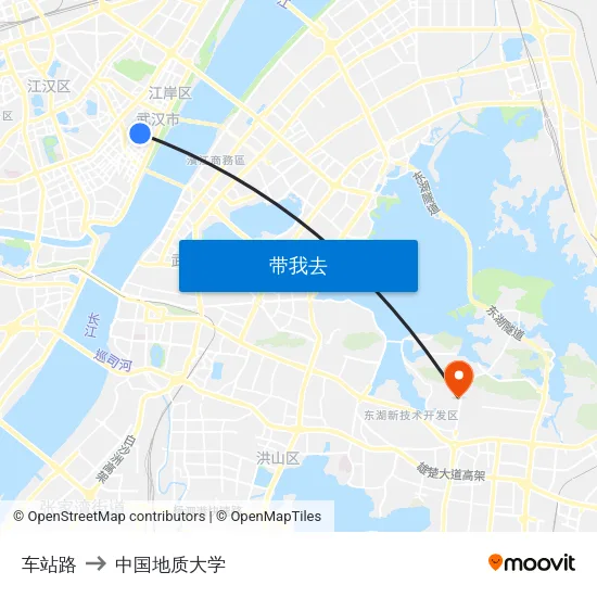 车站路 to 中国地质大学 map