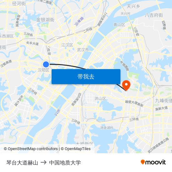 琴台大道赫山 to 中国地质大学 map