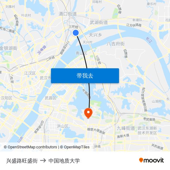 兴盛路旺盛街 to 中国地质大学 map