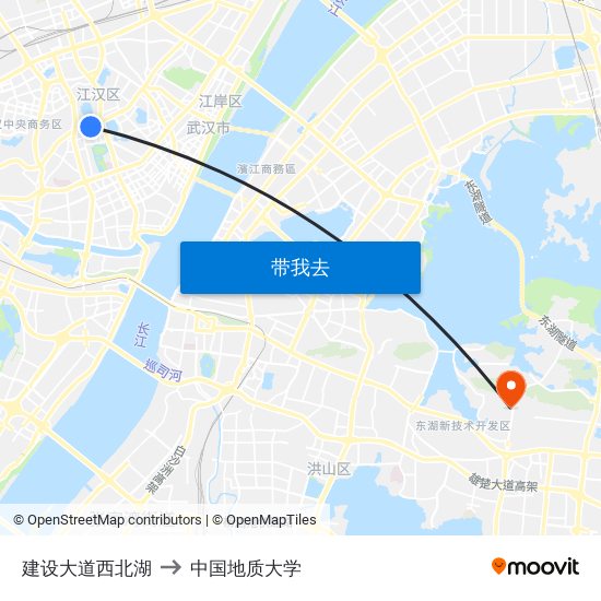 建设大道西北湖 to 中国地质大学 map