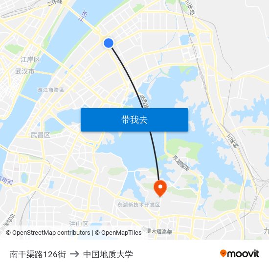 南干渠路126街 to 中国地质大学 map