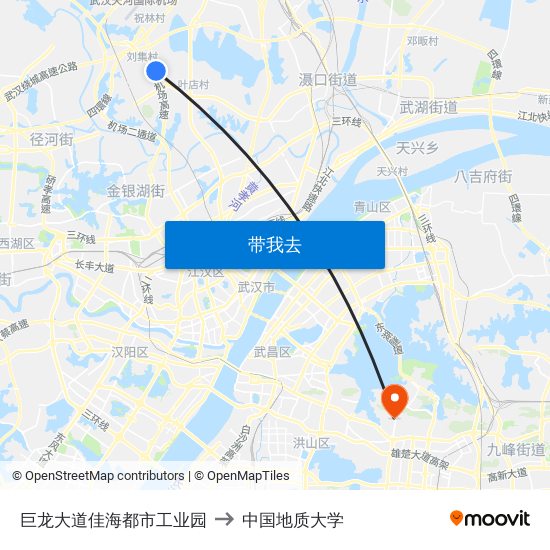 巨龙大道佳海都市工业园 to 中国地质大学 map