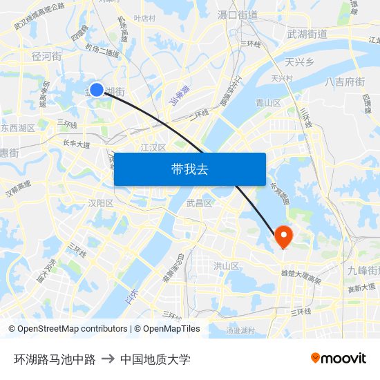 环湖路马池中路 to 中国地质大学 map