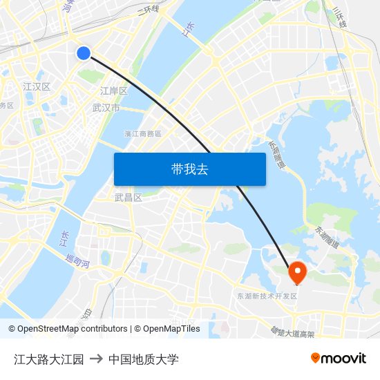 江大路大江园 to 中国地质大学 map