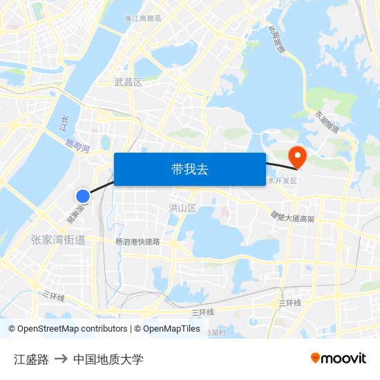 江盛路 to 中国地质大学 map