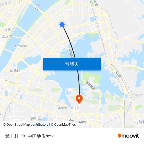 武丰村 to 中国地质大学 map