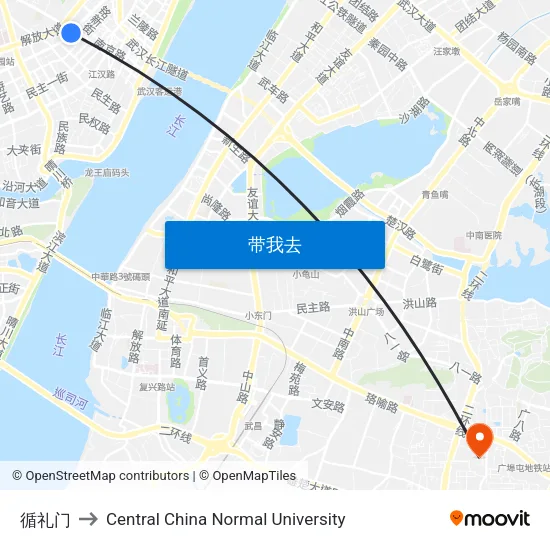 循礼门 to Central China Normal University map