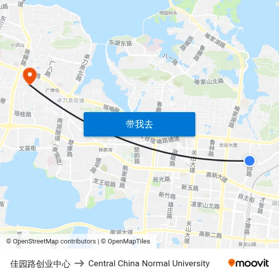 佳园路创业中心 to Central China Normal University map