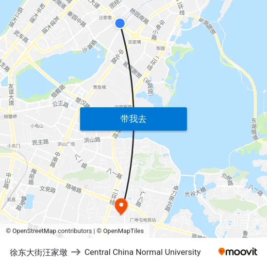徐东大街汪家墩 to Central China Normal University map